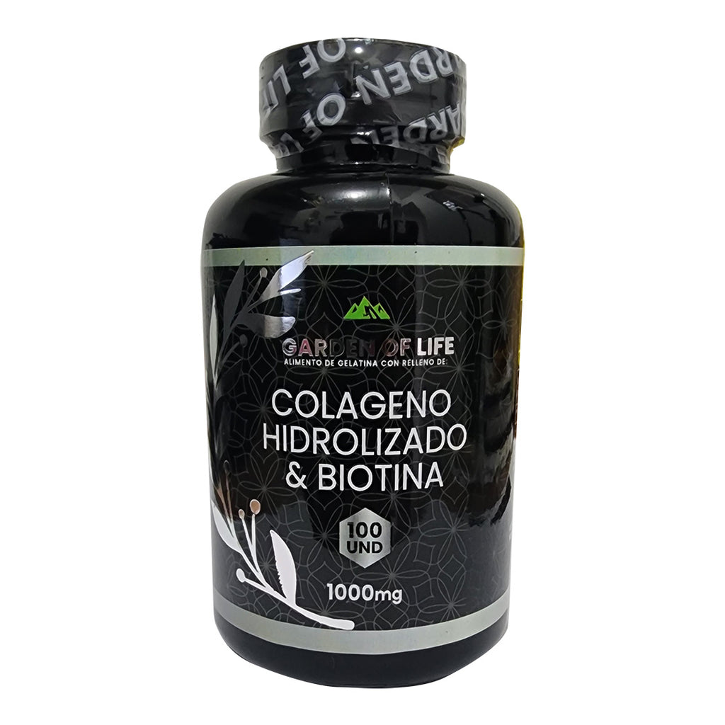 Colágeno Hidrolizado & Biotina Garden — 100 Cápsulas · Registro INVIMA