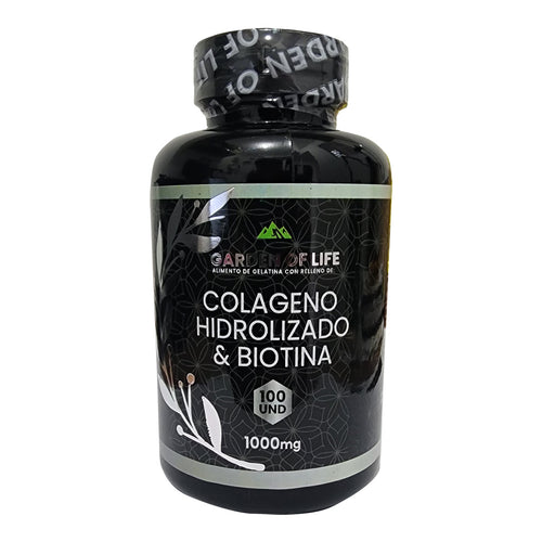 Colágeno Hidrolizado & Biotina Garden — 100 Cápsulas · Registro INVIMA