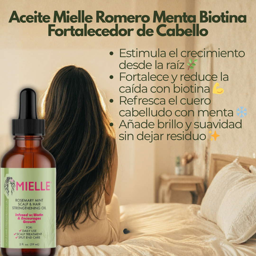 Aceite Mielle Romero Menta Biotina Fortalecedor Cabello 59ml - con gotero