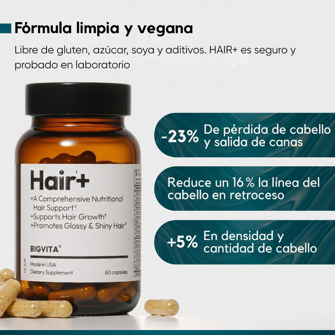 Hair+ Bigvita Suplemento Nutricional para Cabello | Fuerza, Brillo y Crecimiento